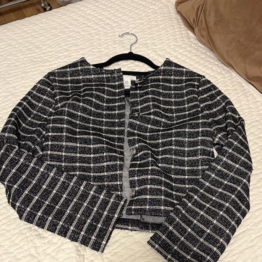 H&M Plaid Sparkle Cardigan